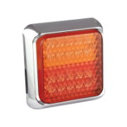 LED Autolamps 80 Series 12/24V Square LED S/T/I Light | 80mm | Fly Lead | Chrome - [80CSTIME]