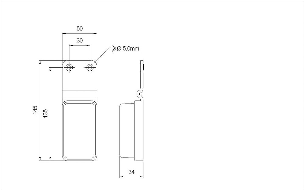 Rubbolite M551 Series Front Marker Light | Bracket | Cable Entry - [551/01/00]