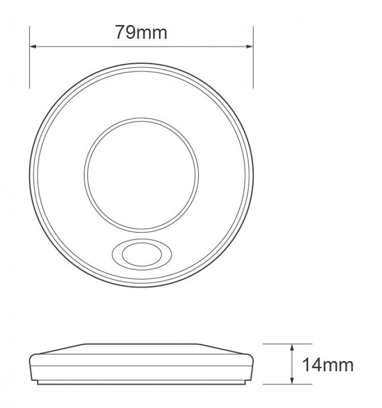 LED Autolamps 79BWR24 (79mm) WHITE 7-LED Round Interior Light with SWITCH BLACK Bezel 82lm 24V