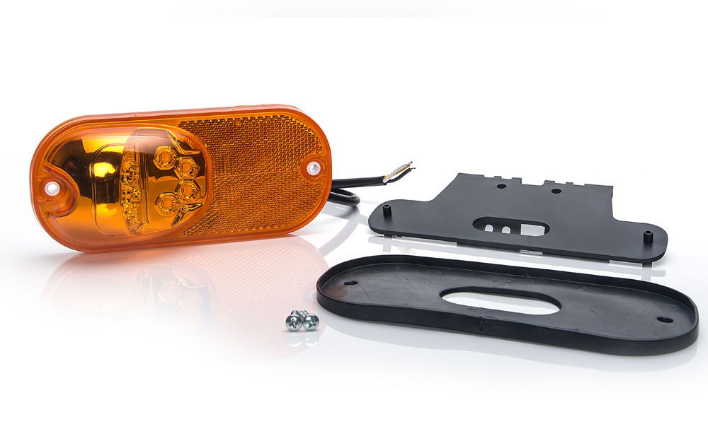 WAS W161 Series LED Side Marker/CAT6 Indicator Light w/ Reflex & Bracket | Fly Lead [1152]