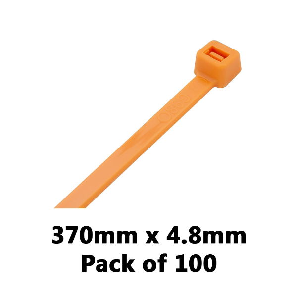 DBG 460.8114/100T ORANGE 370x4.8mm Nylon Cable Ties - Pack of 100