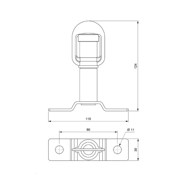 Vignal STRAIGHT HORIZONTAL BASE Spigot/DIN Pole Mount Bracket [D14514]