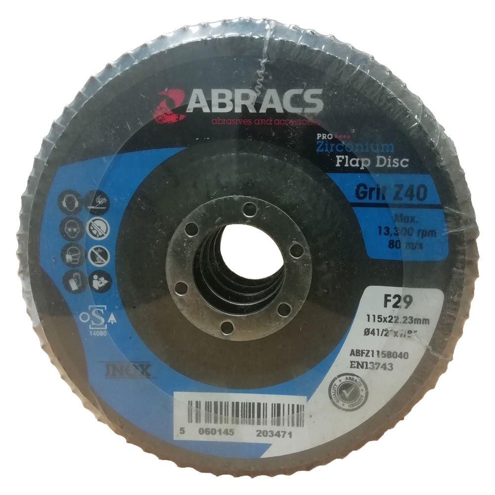 ABRACS 115mm x 22mm Z40 Zirconium Flap Disc (5 Pack) - [ABFZ115B040]