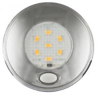 LED Autolamps 79SWR24 (79mm) WHITE 7-LED Round Interior Light with SWITCH SILVER Bezel 82lm 24V