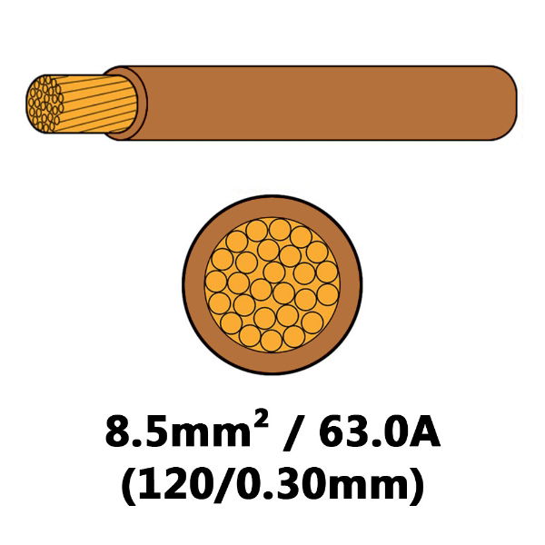 DBG 63A (8.5mm²) BROWN Single Core Thin Wall Automotive Cable | 100M - [540.4110HT/100N]