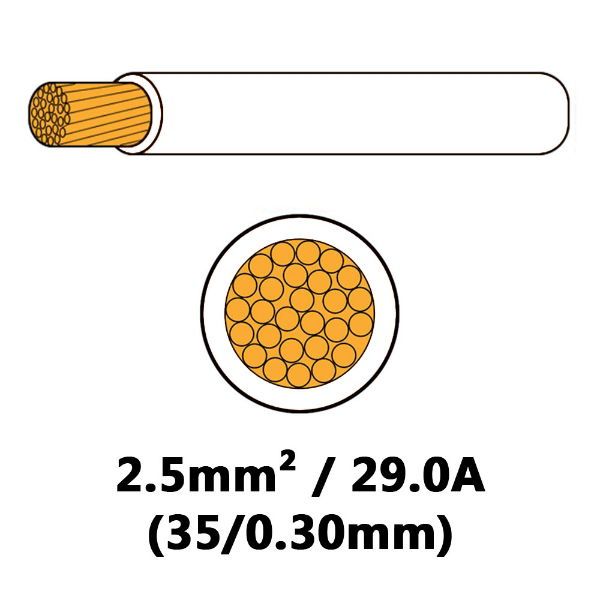 DBG 29A (2.5mm²) WHITE Single Core Thin Wall Automotive Cable | 500m - [540.4105HT/500W]