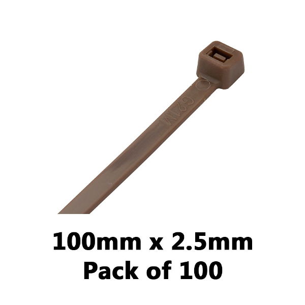 DBG 460.8104/100N BROWN 100x2.5mm Nylon Cable Ties - Pack of 100