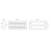 LED Autolamps 207 Series 12V Slim-line LED Rear Combination Light | 200mm | Left/Right | S/T/I - [207BARPE] - Line Drawing