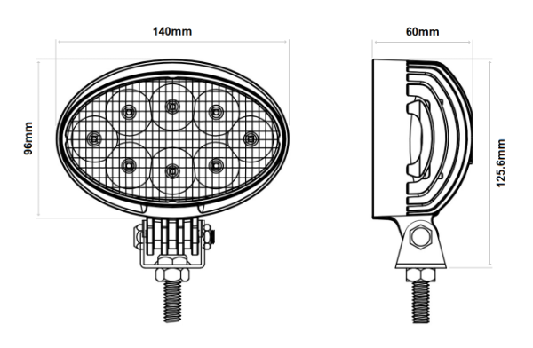 DBG 8-LED Oval Work Light | Flood Beam | 1920lm | Fly Lead | Pack of 1 - [711.038]