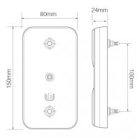 LED Autolamps 150 Series 12V Compact LED Rear Combination Light w/ Reflex | 150mm | Pack of 2 - [150BARE2] - Line Drawing