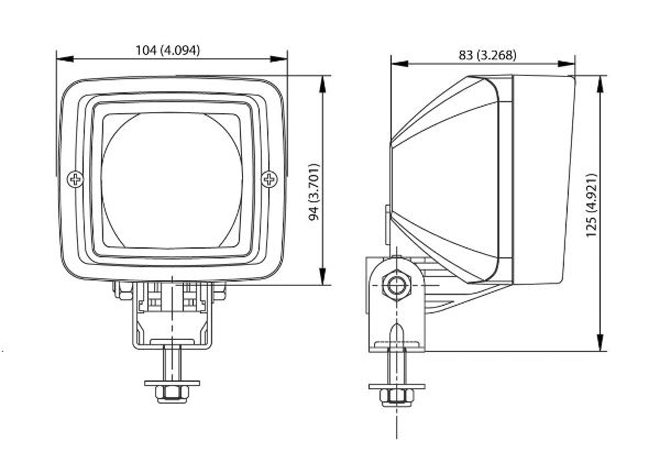 ABL 500 H3 Series Square Work Light FLOOD BEAM (Cable Entry) 12/24V - 2A0782A520500