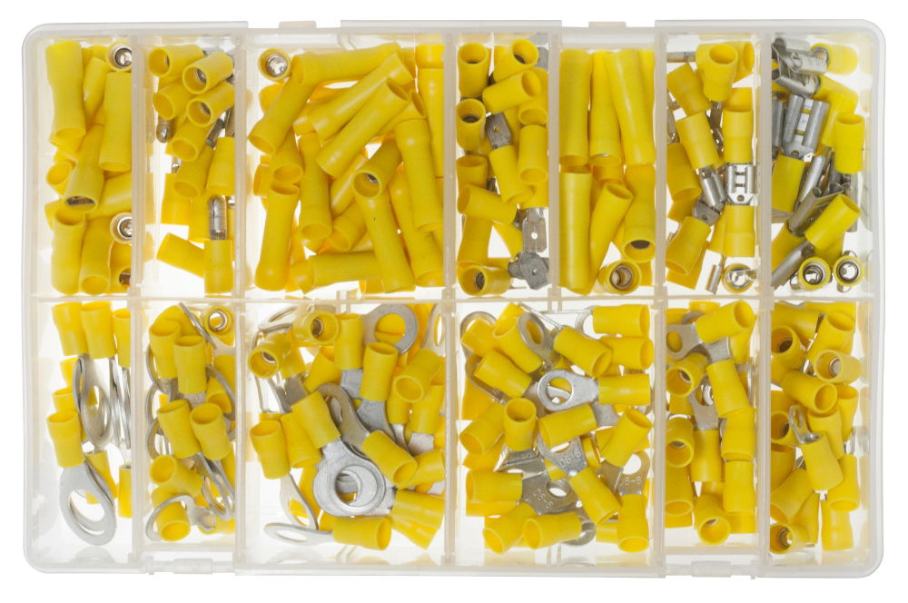 Assorted Yellow Insulated Crimp Terminals - Box of 260 - [1023.DB8]