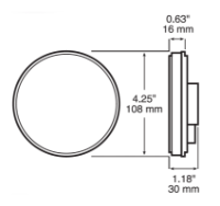 Peterson Europe LED 108mm Round Stop/Tail Lamp | Fly Lead| [PM-1217R-2]