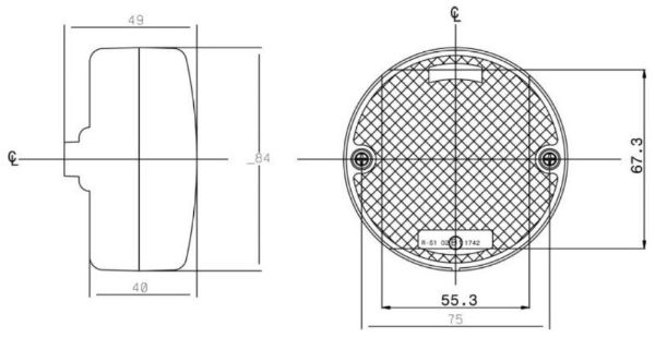 Perei/LITE-wire 84 Series (84mm) Round LED REVERSE Light Fly Lead 12V - RL84LED12V