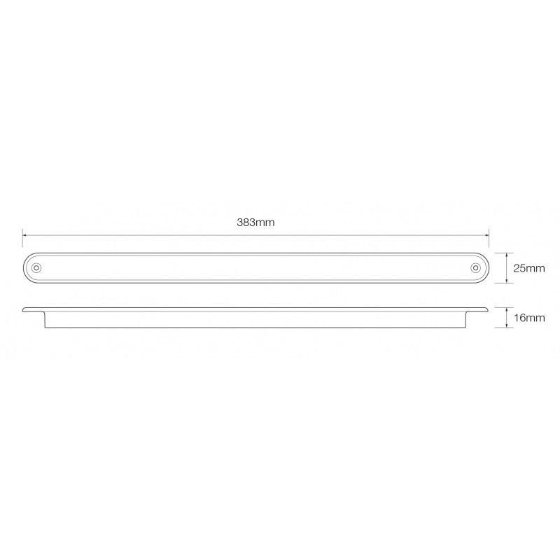 LED Autolamps 380 Series 12V Slim-line LED Indicator Light | 383mm | Fly Lead - [380A12E] - Line Drawing