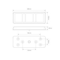 LED Autolamps 283 Series 12/24V LED Rear Combination Light w/ Reflex | 283mm | Left/Right | S/T/I w/ Fog - [283FARM] - Line Drawing