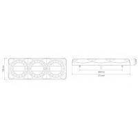 LED Autolamps MaXiLamp 3XR Series 12/24V LED Rear Combination Light | 370mm - [MAXILAMP3XRF] - Line Drawing