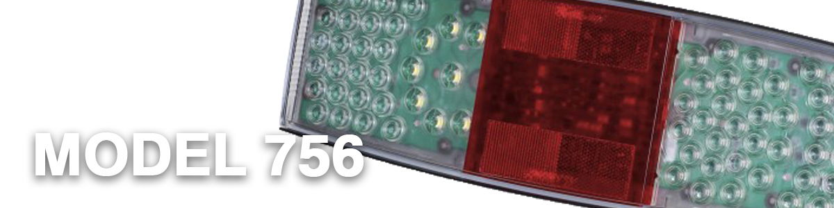 Rubbolite M756 Series 24V Trailer LED Rear Combination Lights w/ Triangle Reflex | 445mm