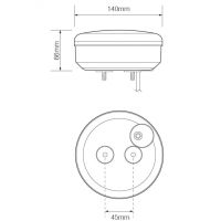 LED Autolamps 140 Series 12/24V Round LED S/T/I Light | 140mm | Fly Lead - [140STIM] - Line Drawing