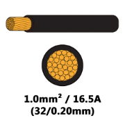 DBG Single Core Thin Wall Automotive Cable | 1.0mm² | 16.5A | Black | 100m - [540.4102HT/100B.]