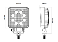 DBG 8-LED Square Work Light | Flood Beam | 1920lm | Fly Lead | Pack of 1 - [711.030]