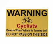 DBG WARNING CYCLISTS Sign 200x300mm (Self Adhesive) - Pack of 1