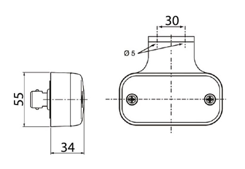 Vignal FE94 Series Side Marker Light w/ Reflex & Bracket | Cable Entry [194030]