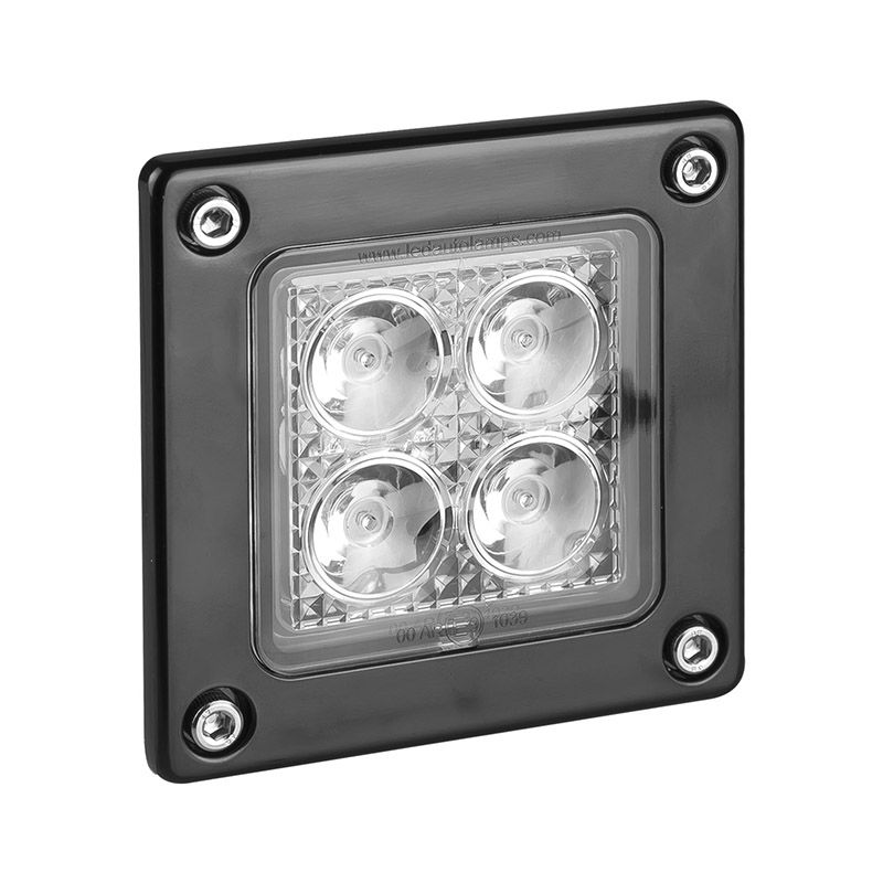 LED Autolamps 7312 Compact Square Recess 4-LED 489lm Reverse/Work Flood Light Black 12/24V - 73120BM