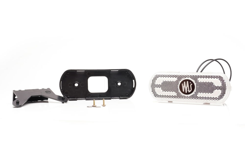 WAS W240 LED Front (White) Marker Light (Reflex) w/ Bracket | 134mm | Fly Lead | WAS LOGO - [1600]