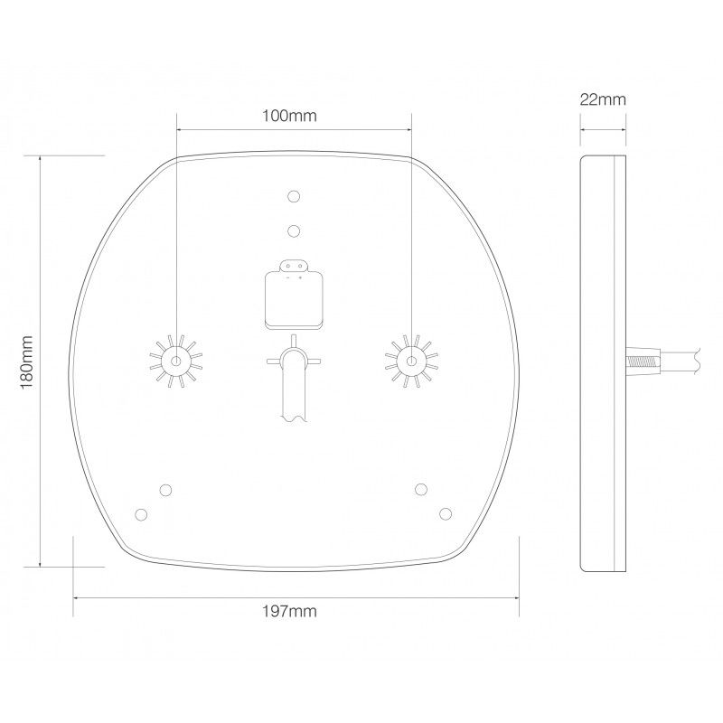 LED Autolamps EU195 Series 12/24V LED Rear Combination Light w/ Triangle Reflex | 197mm | Fly Lead | Right | S/T/I - [EU195R] - Line Drawing