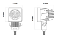 DBG 1-LED Compact Square Work Light | Flood Beam | 900lm | Fly Lead | Pack of 1 - [711.043]