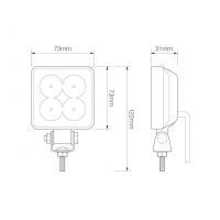 LED Autolamps 7312 Compact Square 4-LED 489lm Reverse/Work Flood Light Black 12/24V - 7312BM