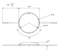 Rubbolite M708 Series LED Interior Light | 147mm Round | 300lm | Fly Lead - [708/03/35]