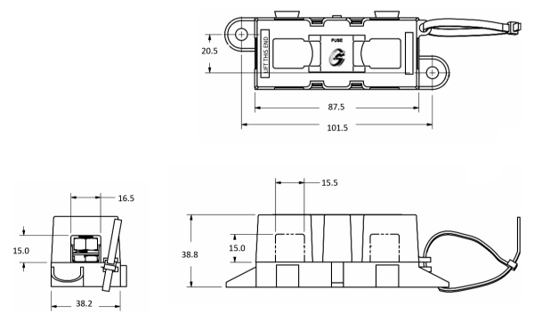 DBG Single Mega Link Fuse Holder | M8 | Stackable - [220.049D]