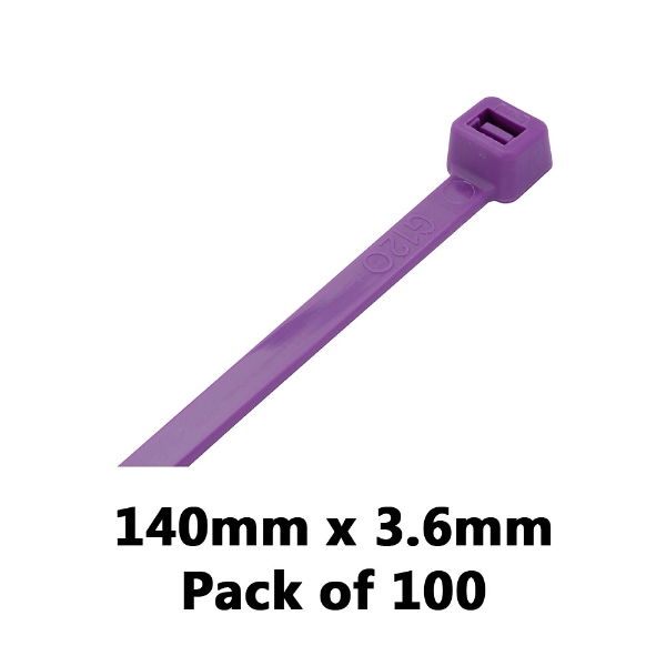 DBG 460.8105N/100P PURPLE 140x3.6mm Nylon Cable Ties - Pack of 100