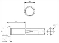 Rubbolite 556/01/04 LED Front Marker Light AMBER [Fly Lead] 24V