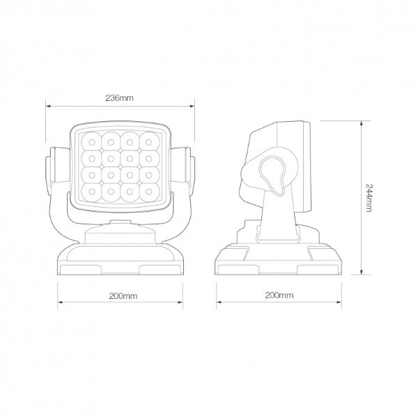 LED Autolamps RCSL Mag Mount 16-LED 3145lm Remote Controlled Search Light 12/24V - RCSL80BM