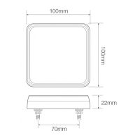 LED Autolamps 101 Series 12V Square LED Rear Combination Lights w/ Reflex | 100mm | Pack of 2 - [101BAR2] - Line Drawing