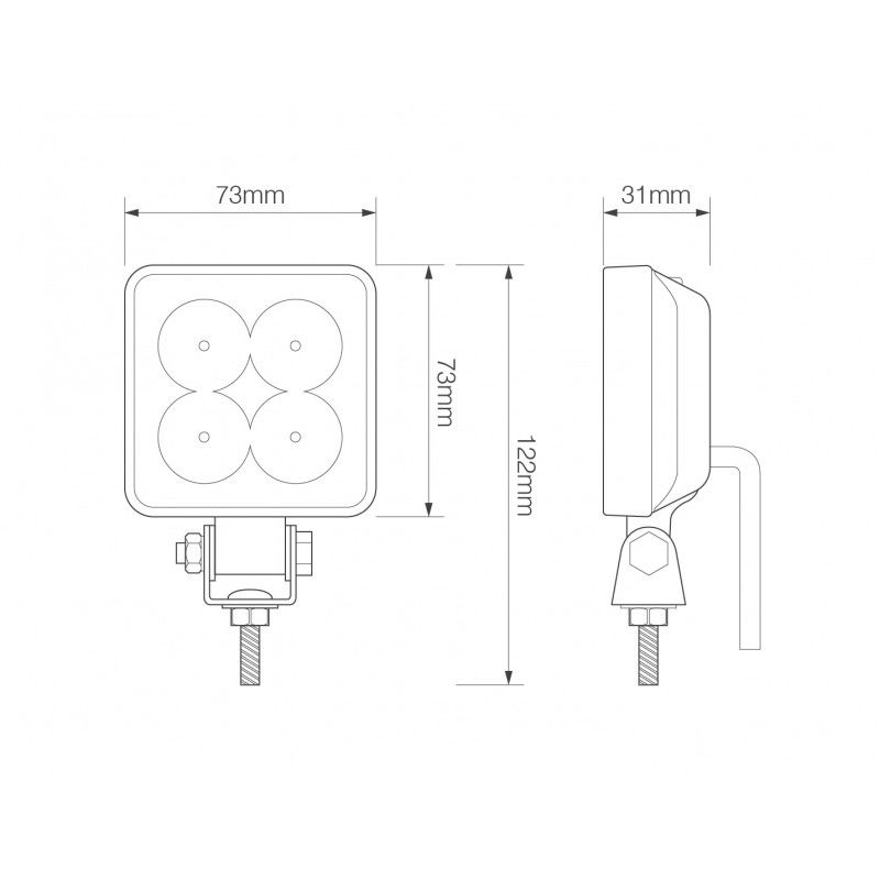 LED Autolamps 7312WM 4-LED 489lm Compact WHITE Reverse/Work Light (FLOOD) IP67 R10 R23 12/24V