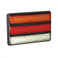 LED Autolamps 200 Series Triple 12/24V Slim-line LED Rear Combination Light | 200mm | Black | S/T/I w/ Reverse - [200BARWME]