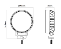 DBG 12-LED Compact Round Work Light | Flood Beam | 960lm | Fly Lead | Pack of 1 - [711.035]