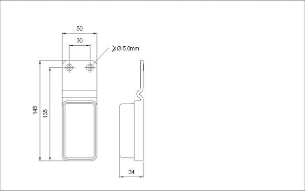 Rubbolite M551 Series Side Marker Light | Bracket | Cable Entry - [551/03/00]