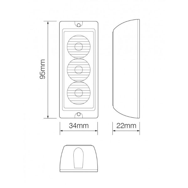 LED Autolamps LED-DV Series White (R10) 3-LED Strobe Warning Light | 12/24V | Pack of 1 - [LED3DVW] - LD